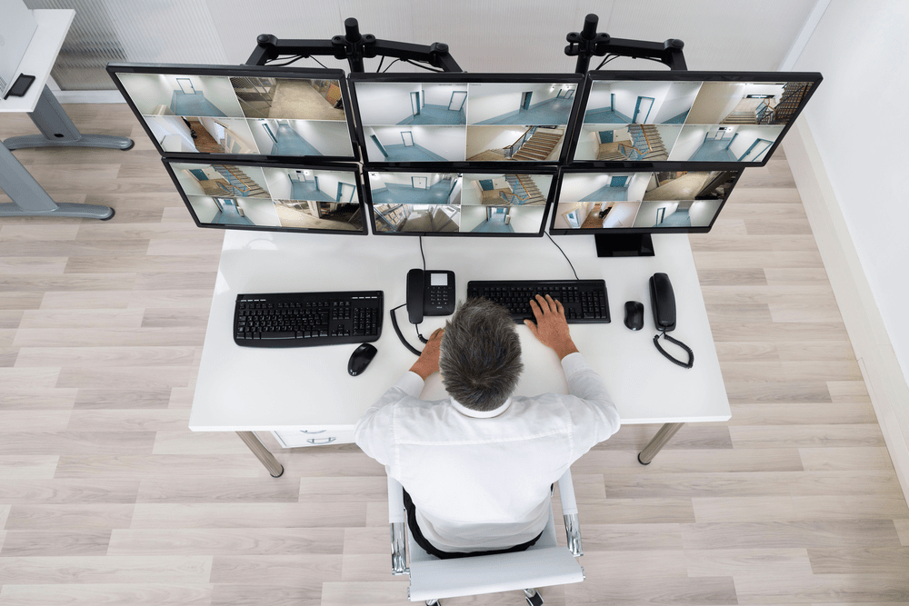 monitoring wired battery operated security cameras