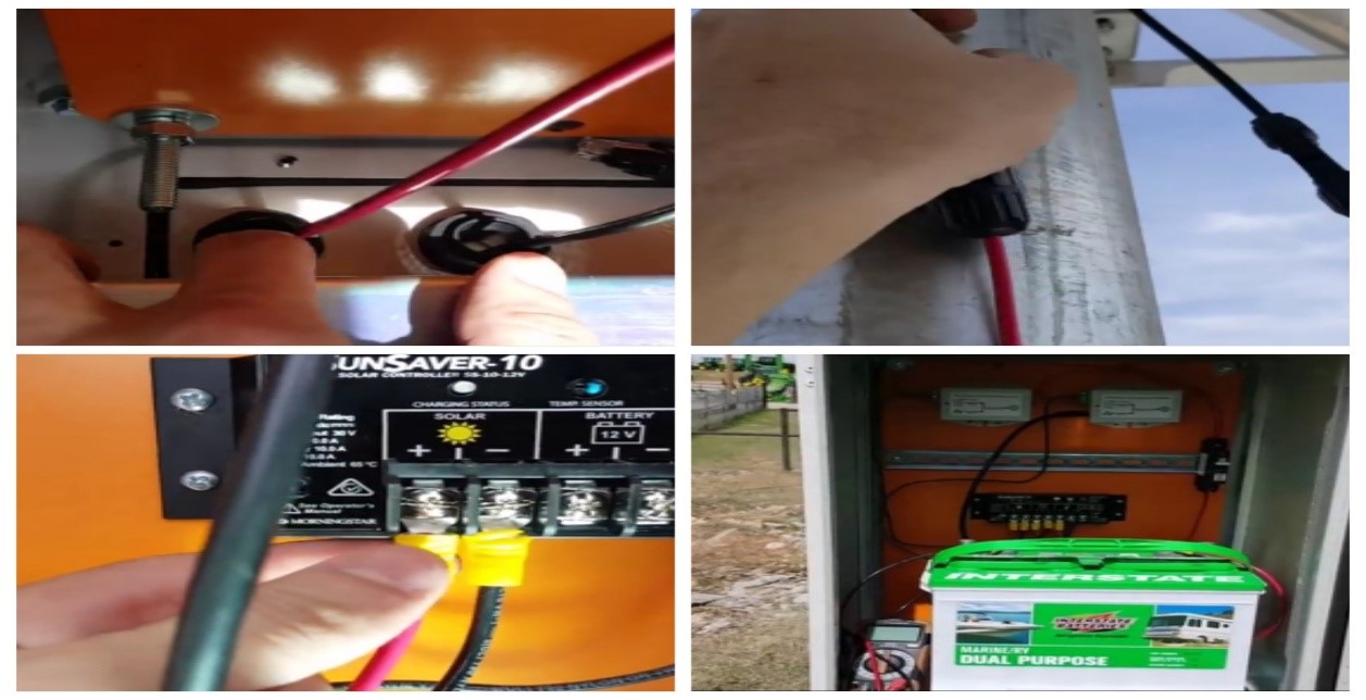 installing and connecting the solar batteries with security cameras