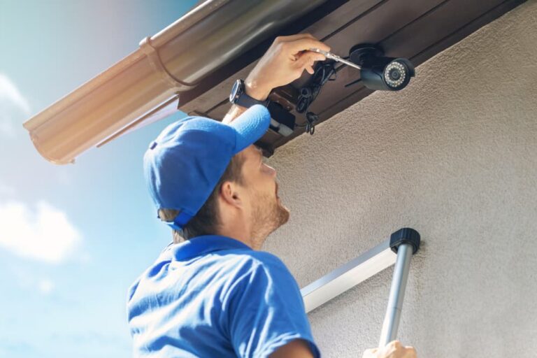how to install security camera wires through soffit